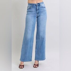 Judy Blue High Waist Vintage Wash Retro Wide Leg Denim Jeans 5/29
